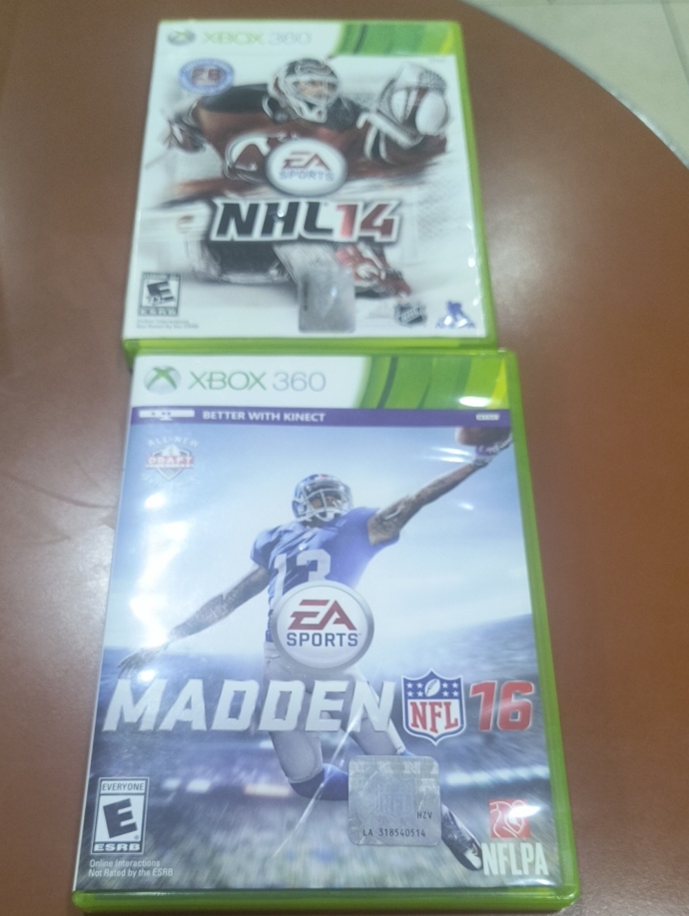 Xbox 360 Games - NHL 14 & Madden NFL 15 (Green Cases)
